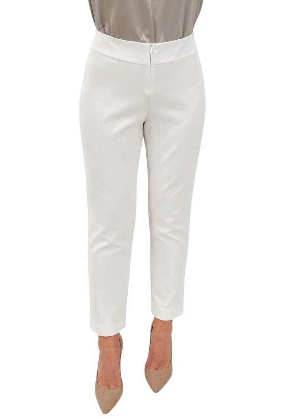 NEW J'ENVIE/ELI back slit ankle pants in white